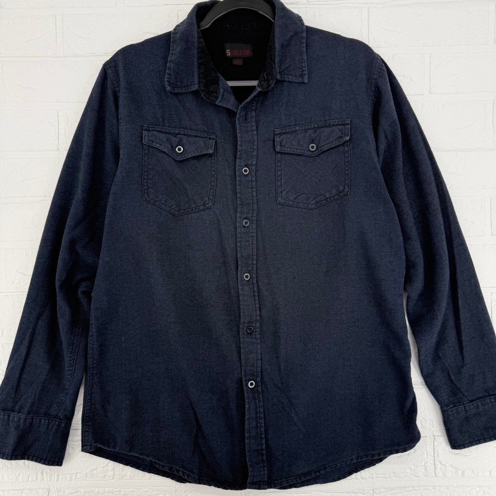 Subculture Fleece Lined Dark Navy Heavy Flannel Shacket Workwear Skater Goth L